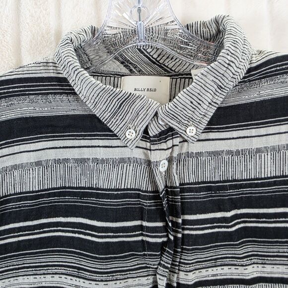 Billy Reid Men's Gray Black Geometric Short Sleeve 100% Cotton Size XL - Picture 2 of 9